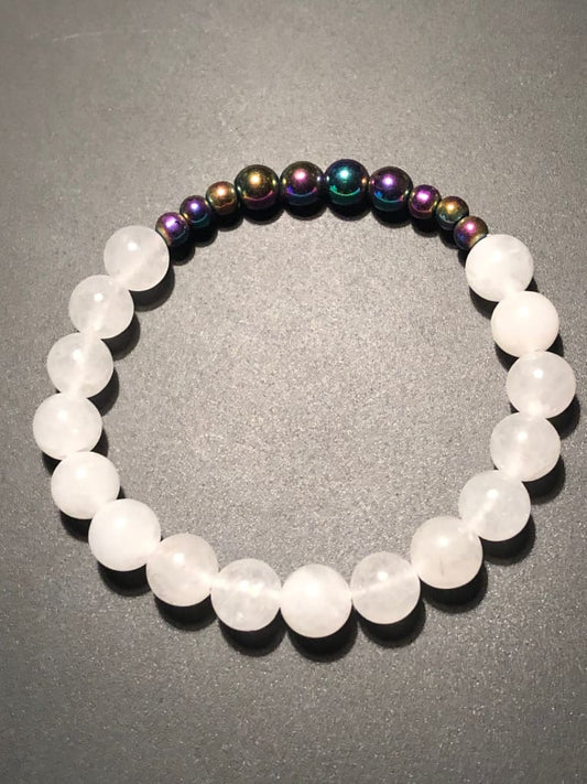 White jade x rainbow hematite bracelet - Bracelet set