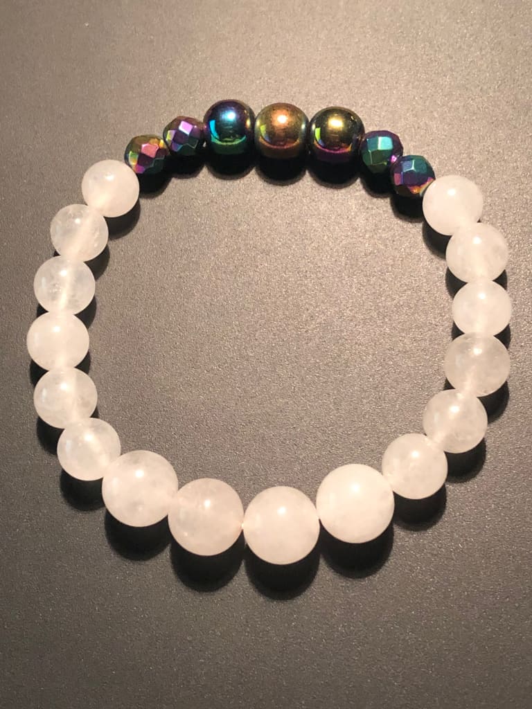 White jade x rainbow hematite bracelet - Bracelet set