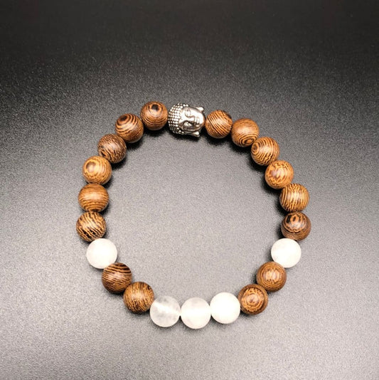 White Jade x Wood x Silver-Bracelet-DopeAlchemy-DopeAlchemy.com