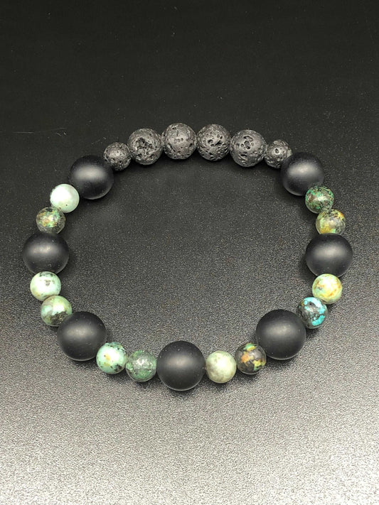 African Turquoise x Onyx bracelet-Bracelet-DopeAlchemy-Matte-DopeAlchemy.com