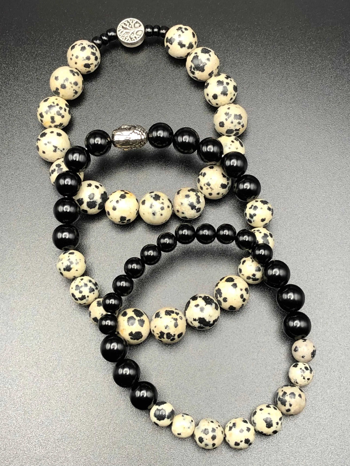 Dalmatian x Onyx Jasper Stack Bracelets-Bracelet set-DopeAlchemy-DopeAlchemy.com