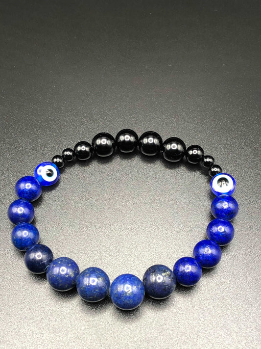 Evil Eye x Lapis Lazuli x Onyx bracelet-Bracelets-DopeAlchemy-DopeAlchemy.com