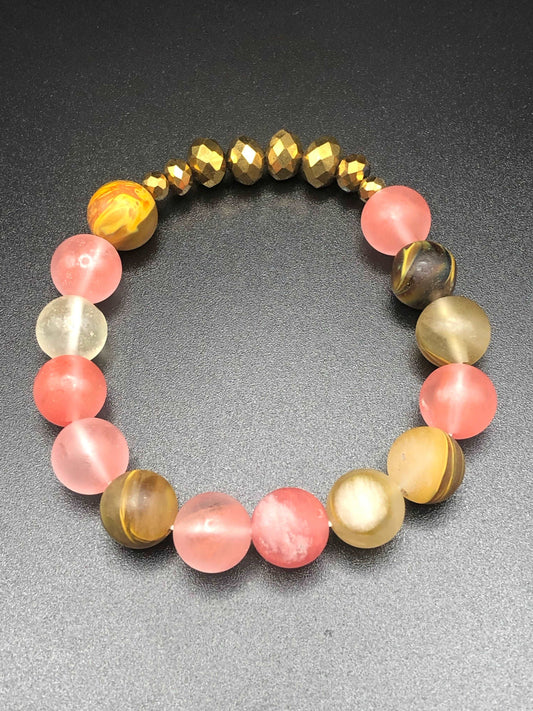 Fire Cherry Quartz x Gold bracelet-Bracelets-DopeAlchemy-DopeAlchemy.com