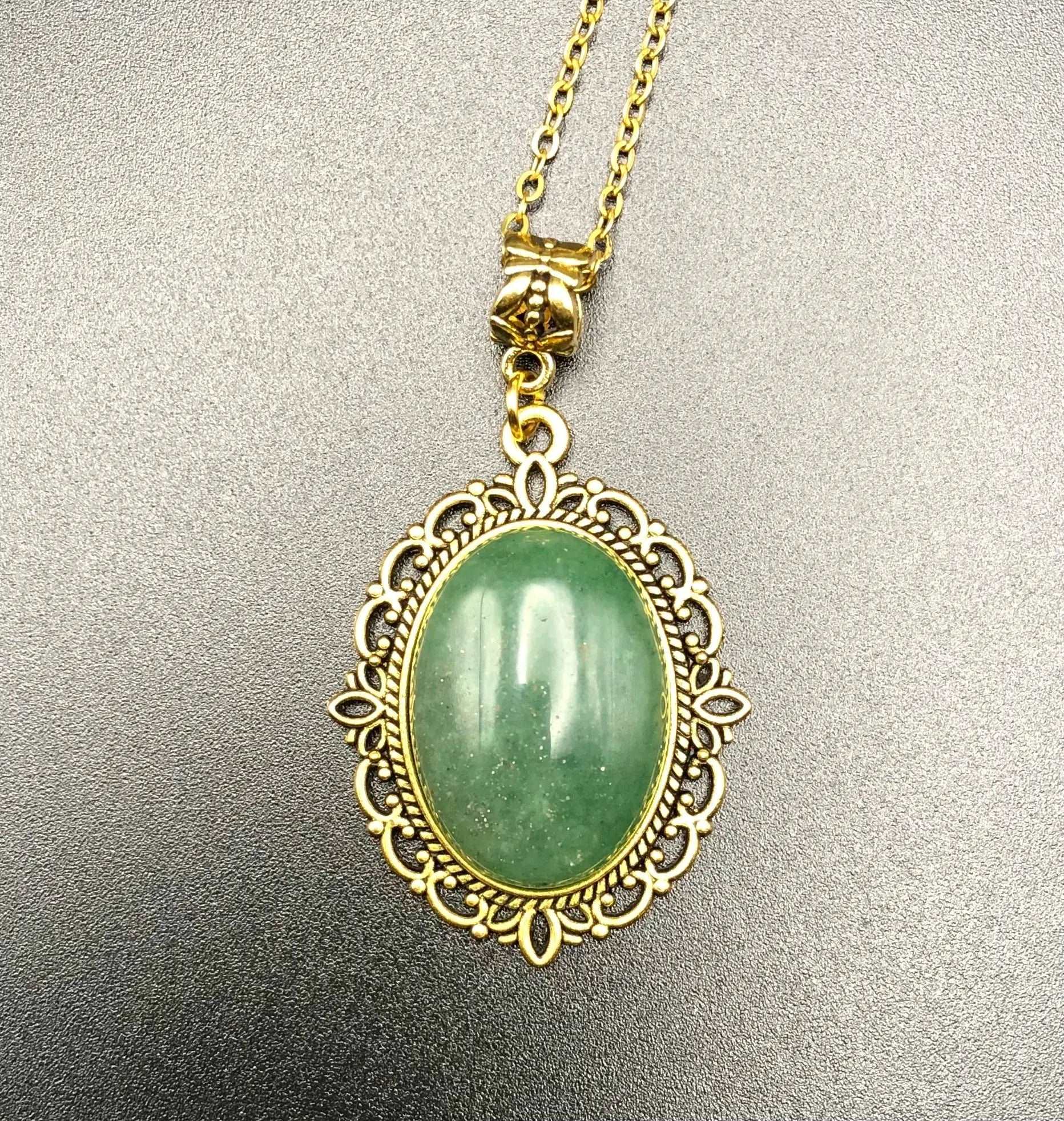 Green Aventurine x Gold Pendant Necklace-Pendant-DopeAlchemy-DopeAlchemy.com