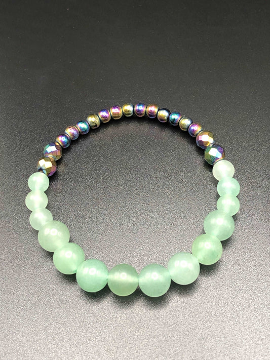Green Aventurine x Rainbow Hematite Bracelet-Bracelets-DopeAlchemy-DopeAlchemy.com