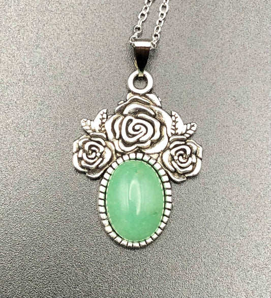 Green Aventurine x Silver pendant necklace-Pendant-DopeAlchemy-DopeAlchemy.com