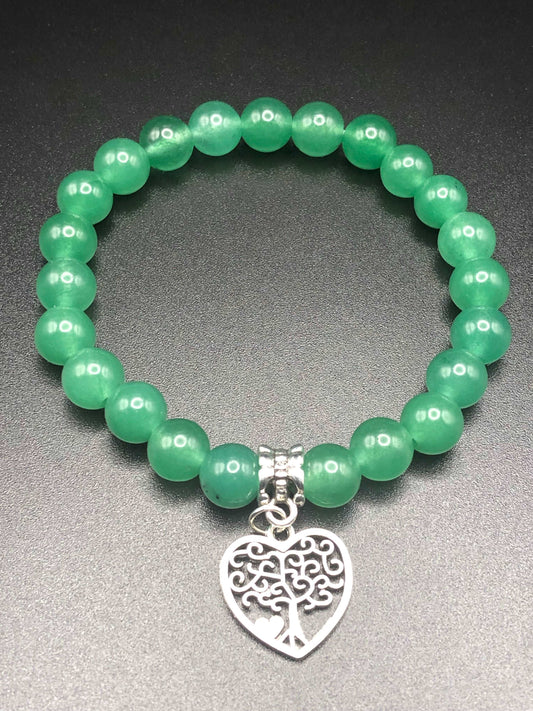 Green Aventurine x Tree of Life Charm Bracelet-Bracelets-DopeAlchemy-DopeAlchemy.com