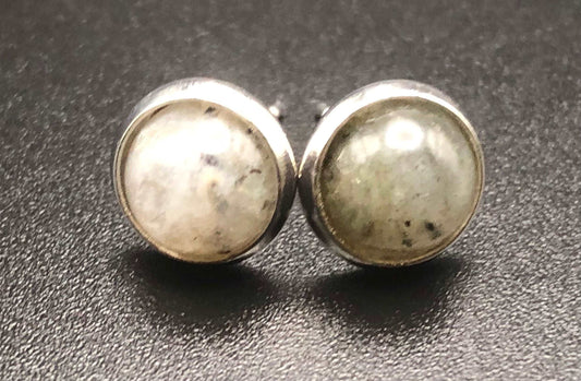 Labradorite x Silver Stud Earrings-Earrings-DopeAlchemy-DopeAlchemy.com