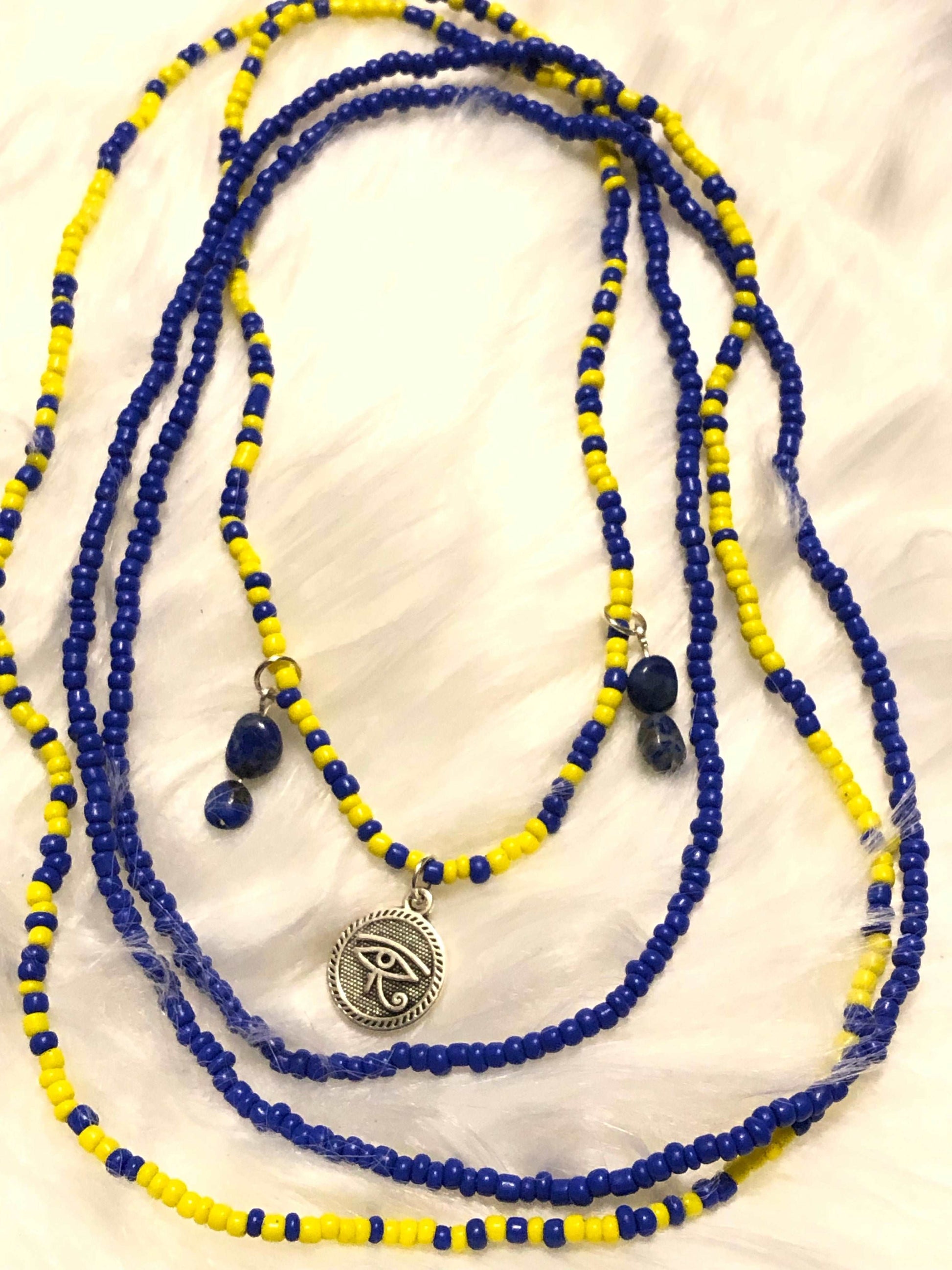 Lapis Lazuli x Eye of Horus Waist beads-Body Jewelry-DopeAlchemy-DopeAlchemy.com