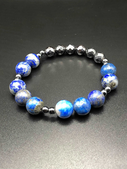Lapis Lazuli x Faceted Hematite Bracelet-Bracelets-DopeAlchemy-DopeAlchemy.com