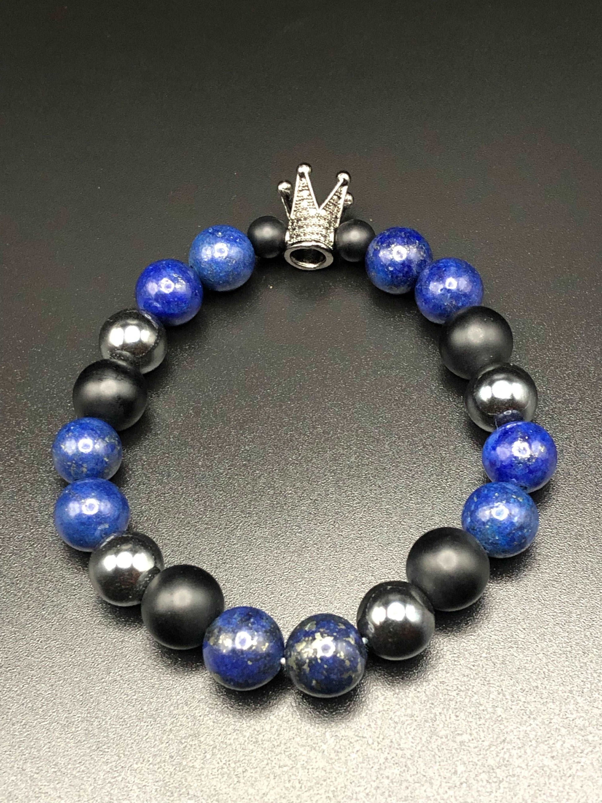 Lapis Lazuli x Hematite x Onyx Bracelet-Bracelets-DopeAlchemy-DopeAlchemy.com