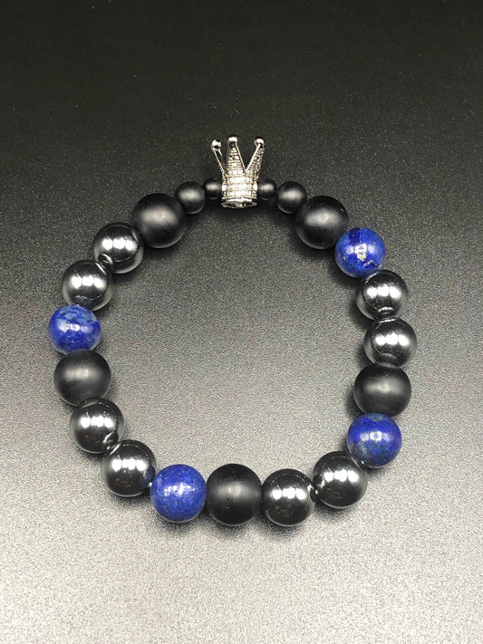 Lapis Lazuli x Hematite x Onyx Charm Bracelet-Bracelets-DopeAlchemy-DopeAlchemy.com