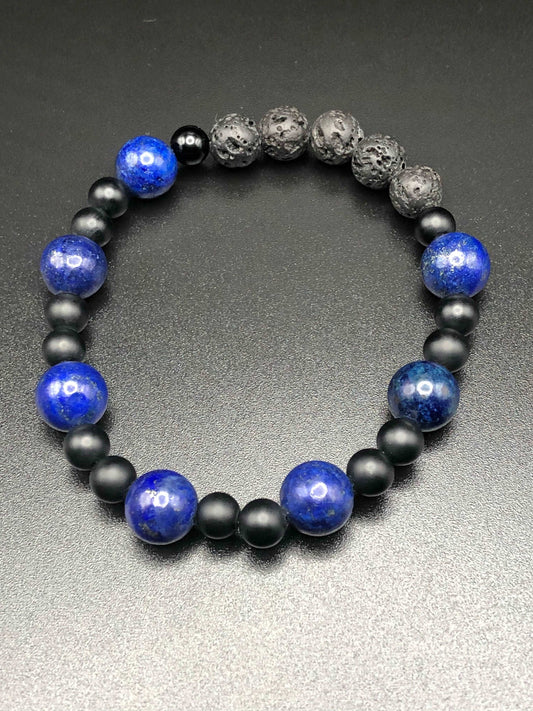 Lapis Lazuli x Onyx Bracelet-Bracelets-DopeAlchemy-DopeAlchemy.com