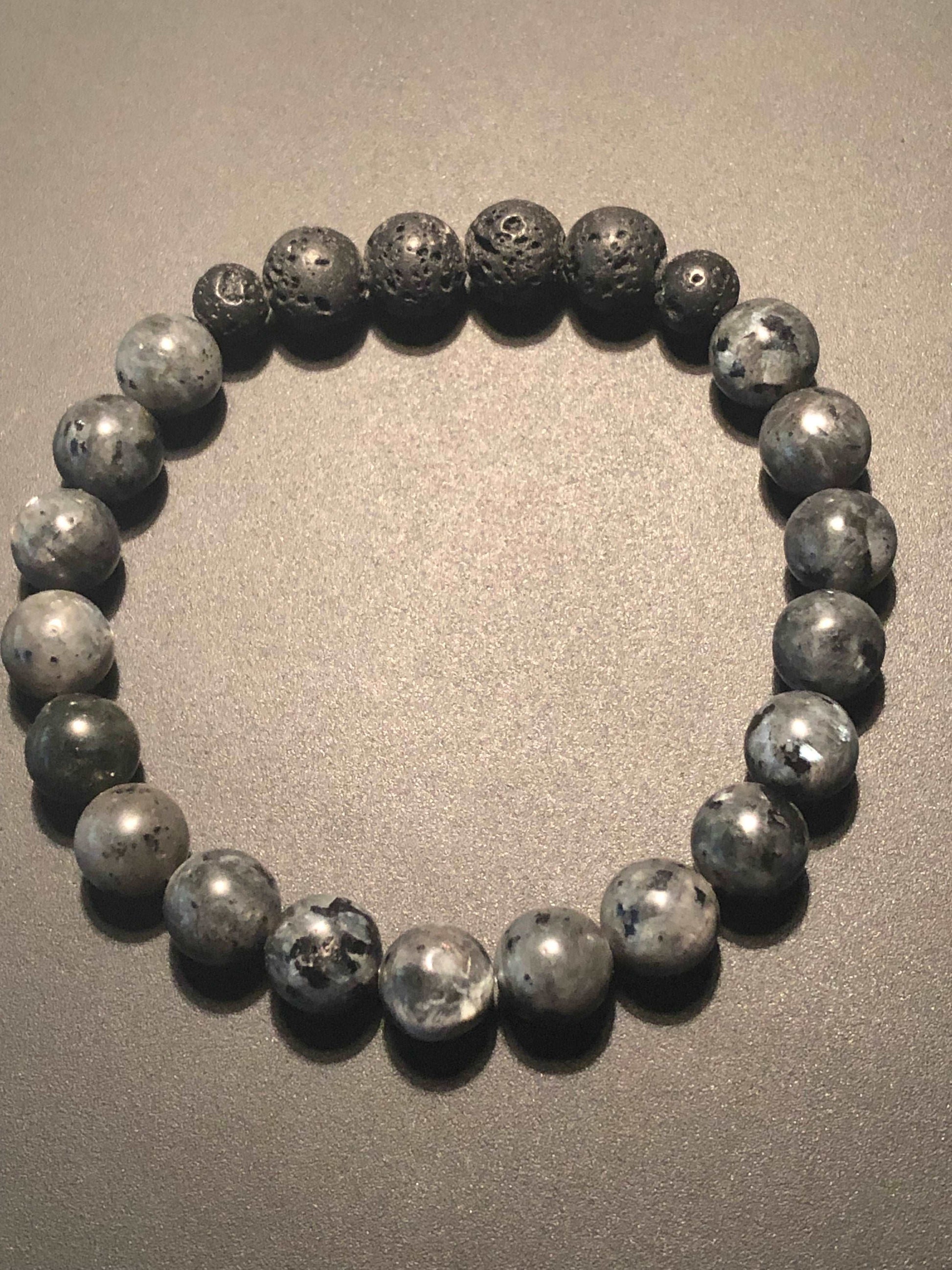 Larvikite x Lava stone bracelet-Bracelets-DopeAlchemy-DopeAlchemy.com