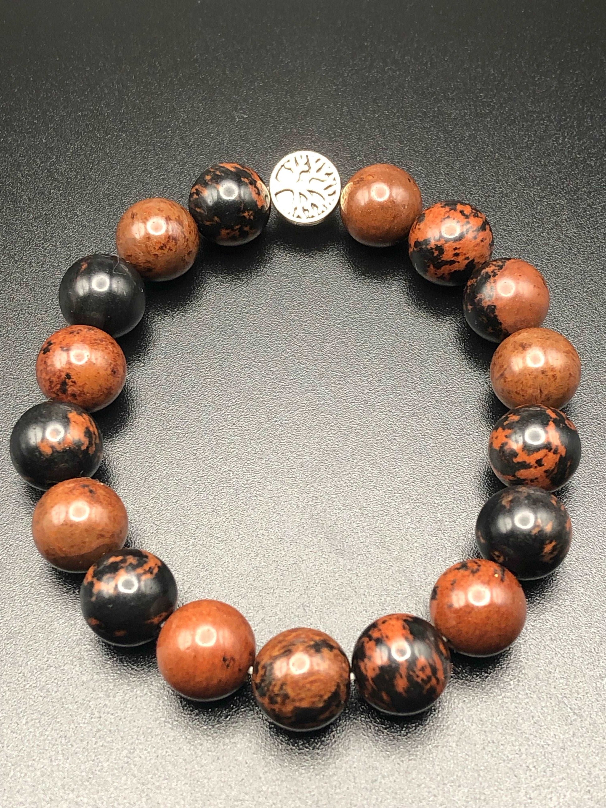 Mahogany Obsidian x Tree of Life bracelet-Bracelet-DopeAlchemy-DopeAlchemy.com