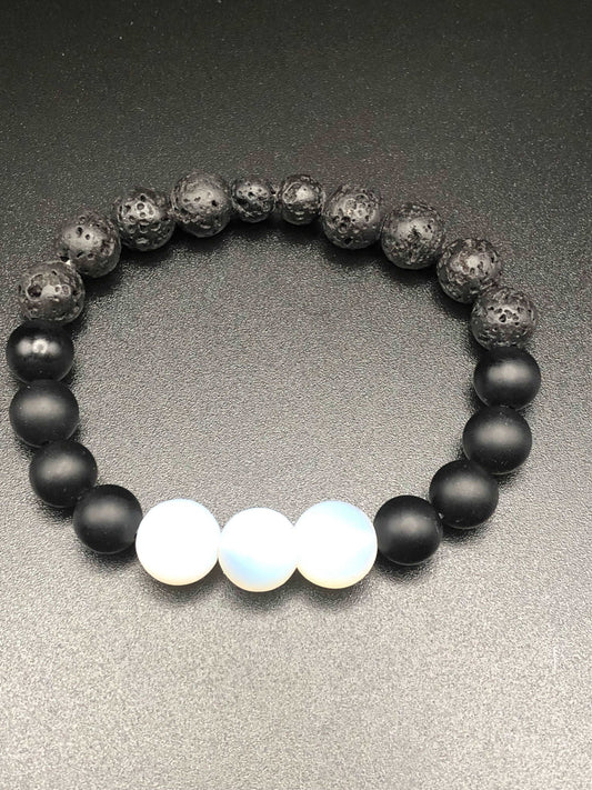 Opalite x Lava Stone x Onyx Bracelet-Bracelets-DopeAlchemy-DopeAlchemy.com