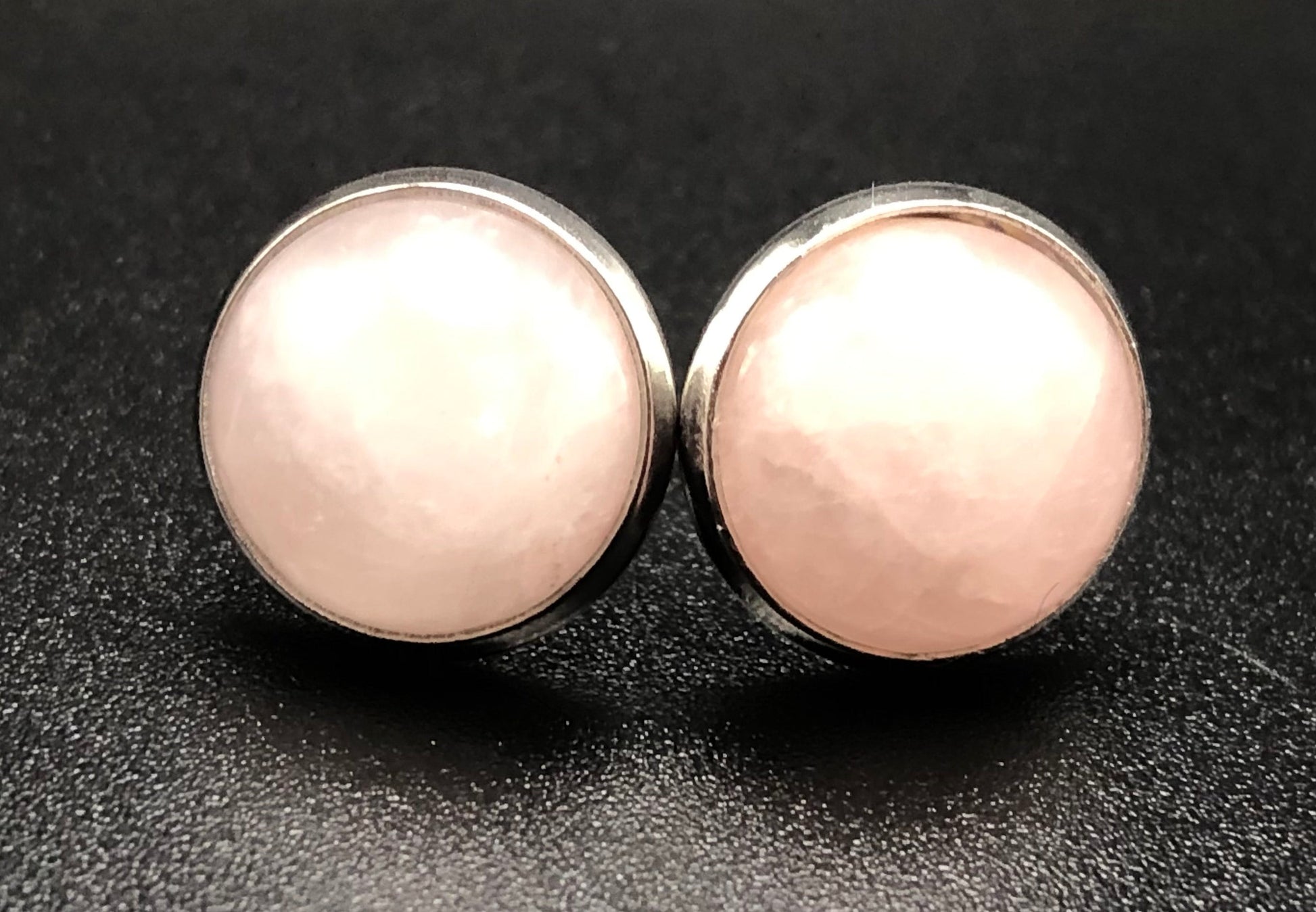 Rose Quartz Stud Earrings-Earrings-DopeAlchemy-Silver-DopeAlchemy.com
