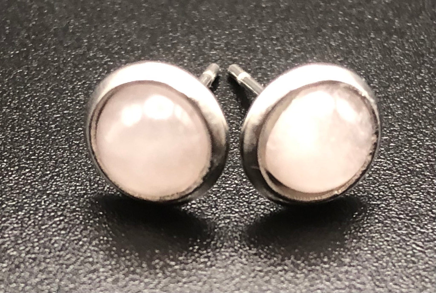 Rose Quartz x Silver Stud Earrings-Earrings-DopeAlchemy-DopeAlchemy.com