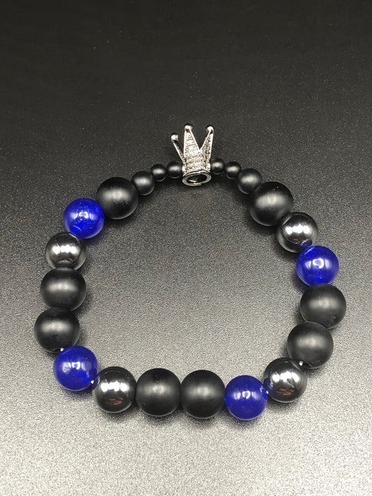 Sapphire x Hematite x Onyx Charm bracelet-Bracelets-DopeAlchemy-DopeAlchemy.com