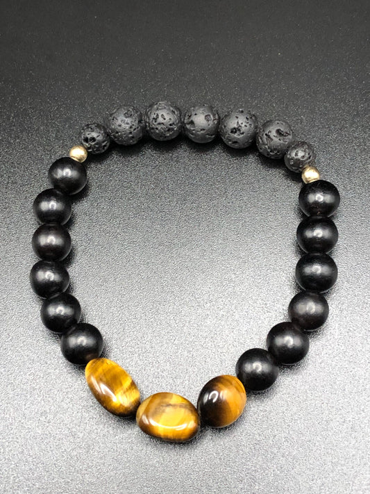 Tigers Eye x Ebony Wood bracelet-Jewelry Sets-DopeAlchemy-DopeAlchemy.com