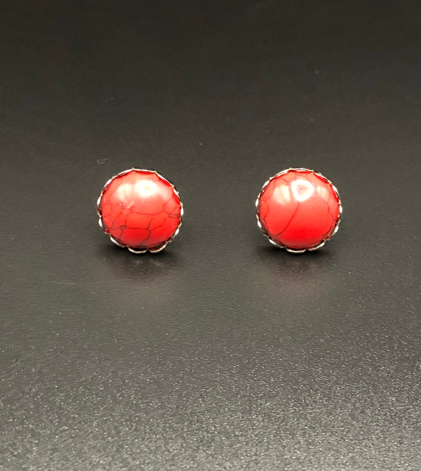 Red Turquoise Stud Earrings