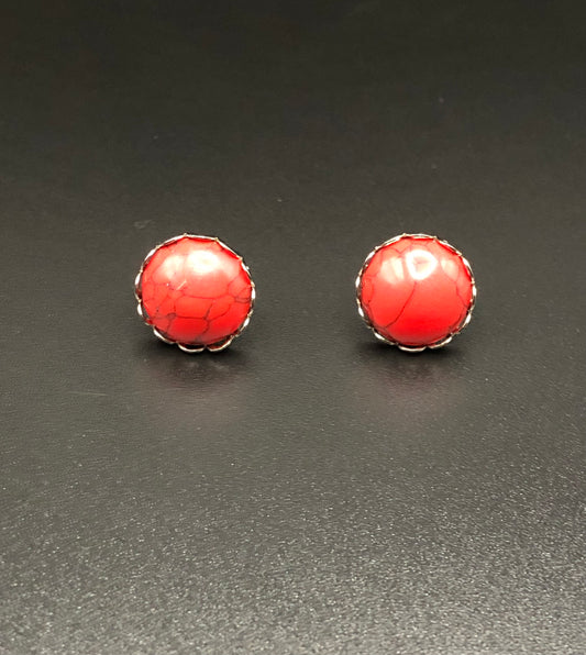 Red Turquoise Stud Earrings