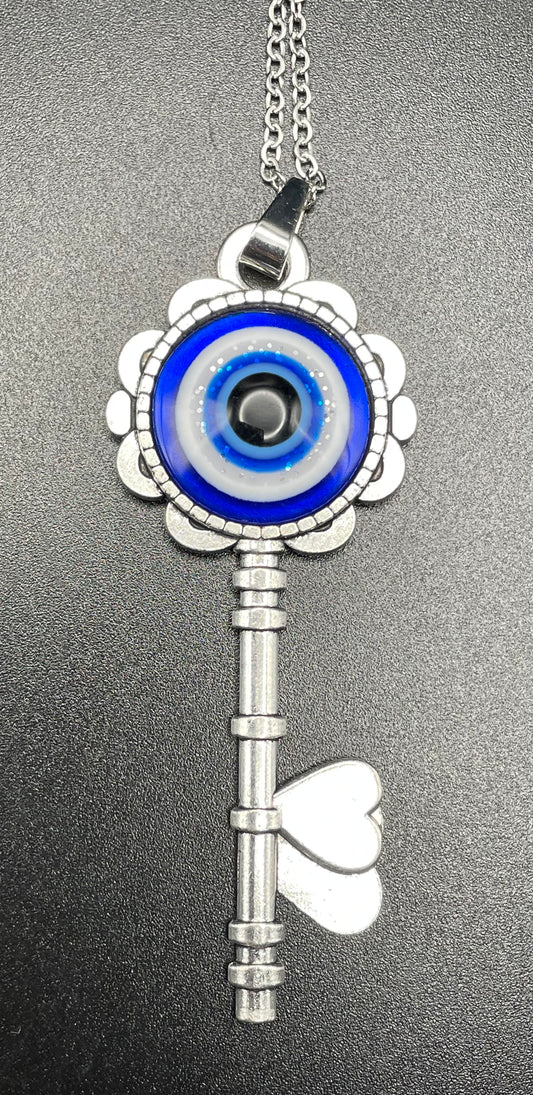 Evil Eye Protection Key Pendant Necklace