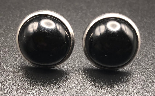 Onyx x Silver Stud Earrings