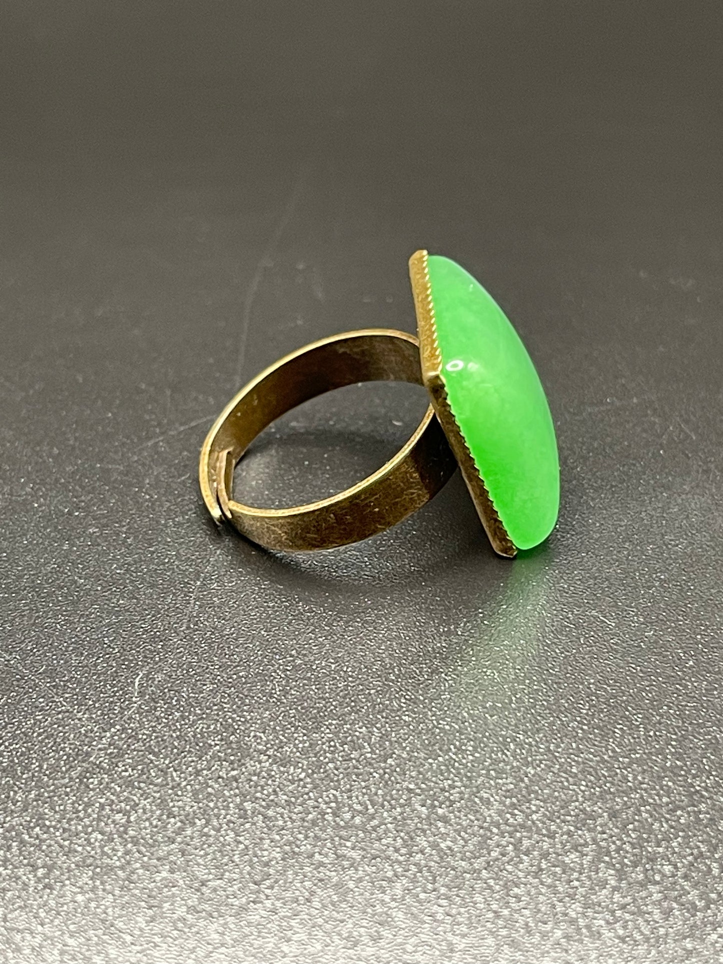 Green Jade x Bronze Ring